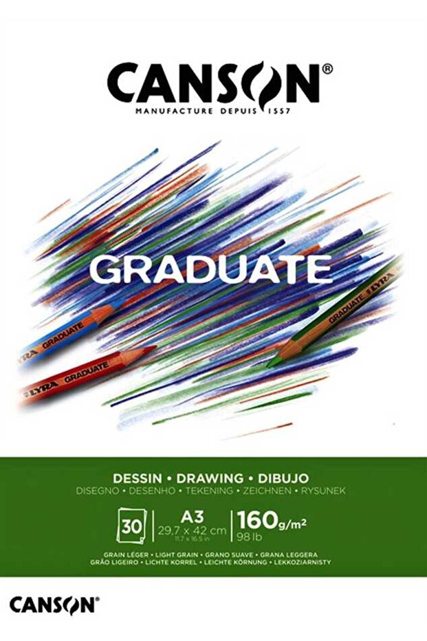 كتلة رسم منقوشة باللون الأبيض - A3 160 غرام