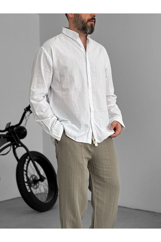 Beyaz Fresh Kumaş Basic Gömlek G-5138/12 - 3