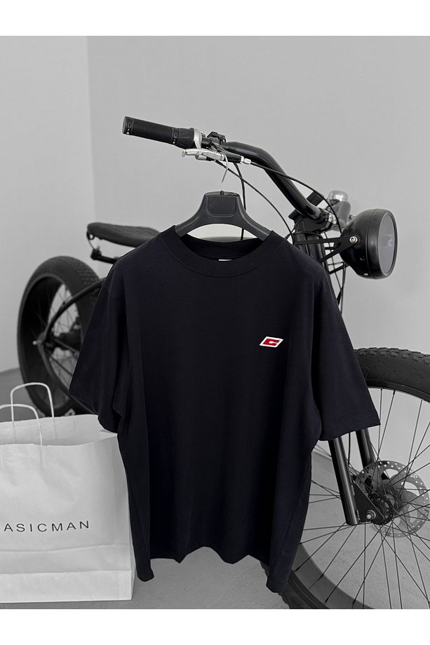 Siyah C Nakışlı Oversize T-Shirt C-062 - 5