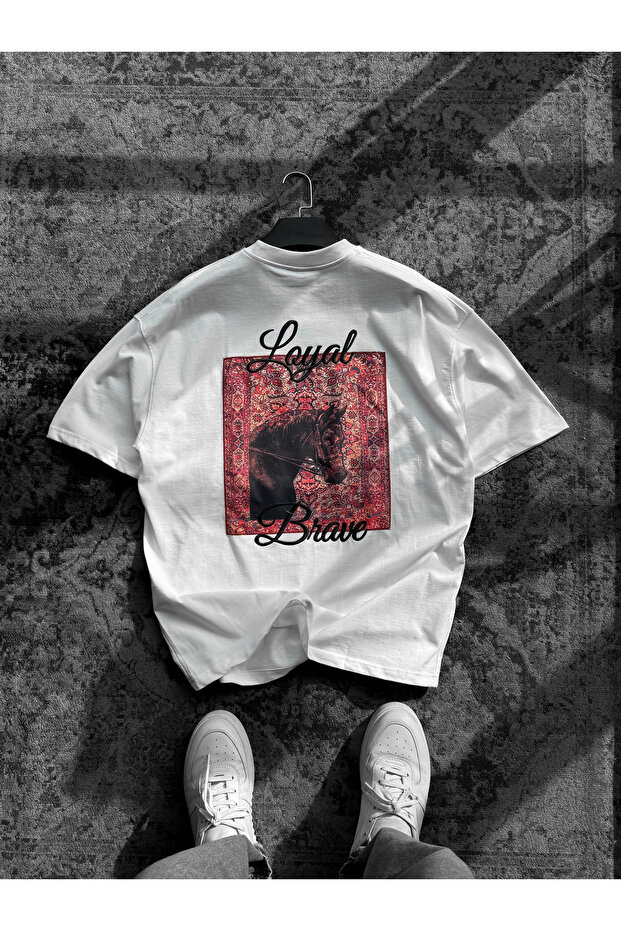 Бяла тениска Loyal Patch Oversize PM-005 - 2