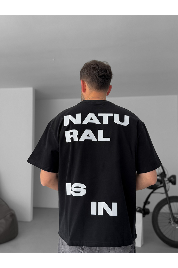 Siyah Addicted Baskılı Oversize T-Shirt C-024 - 1