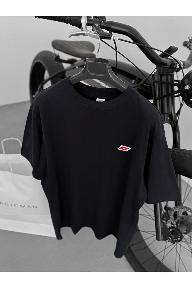 Siyah C Nakışlı Oversize T-Shirt C-062 - 7