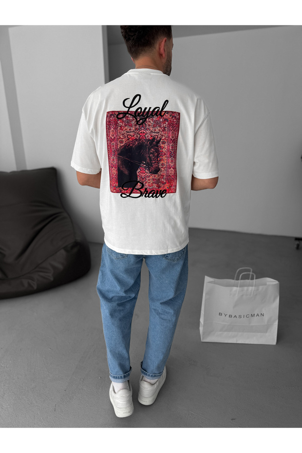 Бяла тениска Loyal Patch Oversize PM-005 - 1