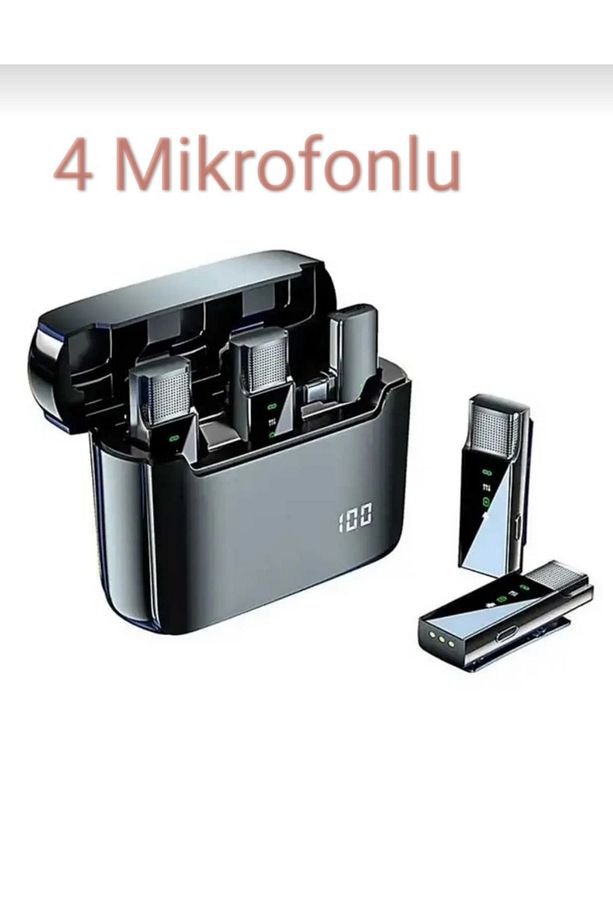S16 4 Mikrofonlu Iphone Ve Type-c Uyumlu Kablosuz Yaka Mikrofonu Şarj Göstergeli Gürültü Azaltma - 1