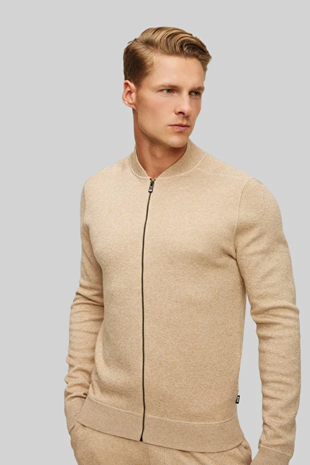 Regular Fit Erkek Örgü Hırka Bej - 2