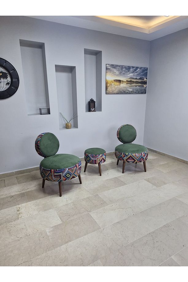 DÜNYA3lü Koltuk Seti Berjer -Bekleme Salonu Tekli Koltuk - Puf Seti - Cafe - Balkon - Ofis Mobilyası - 1