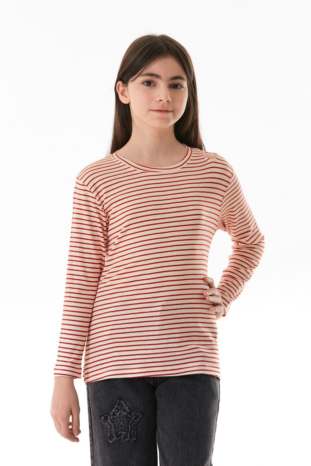 Striped Girl's Body with Shoulder Window Detail
