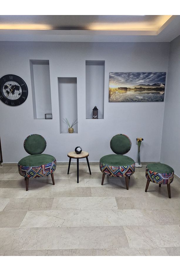 DÜNYA3lü Koltuk Seti Berjer -Bekleme Salonu Tekli Koltuk - Puf Seti - Cafe - Balkon - Ofis Mobilyası - 5