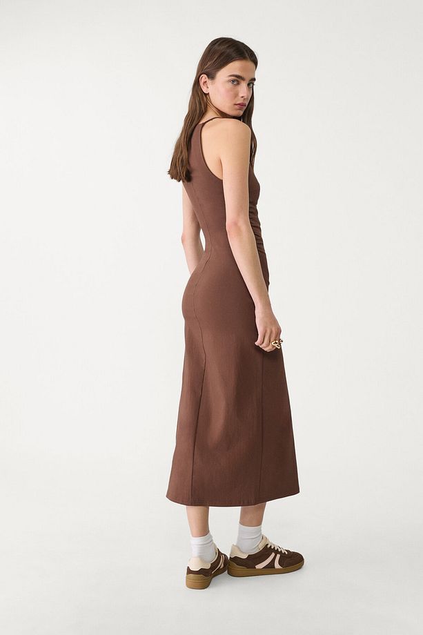 Halter yaka midi elbise - 3