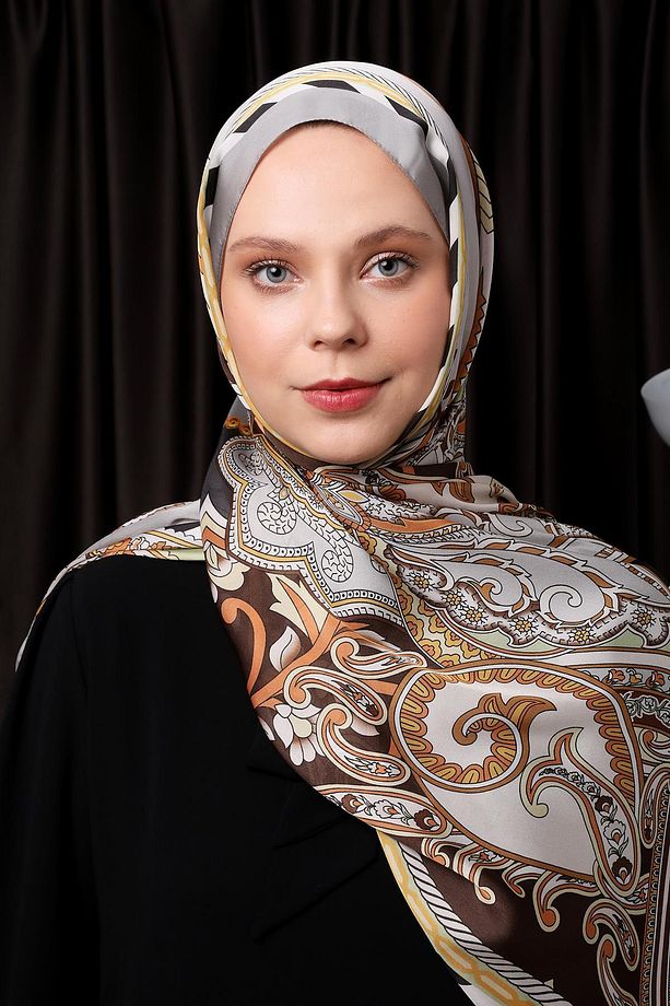 Gümüş Çizgili Hint İpeği Şal - 4