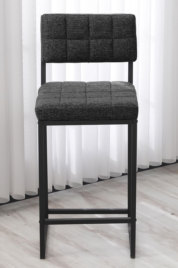 Retro Bar Sandalyesi Ada Mutfak Sandalyesi Bar Taburesi Mutfak Sandalyesi 65 cm - Füme - 3