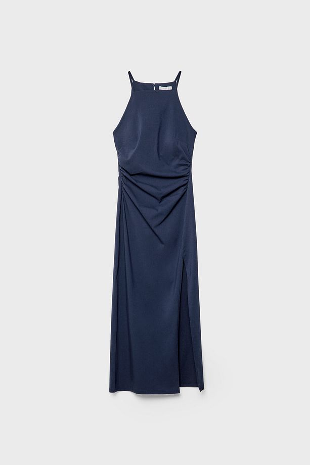 Halter yaka midi elbise - 5