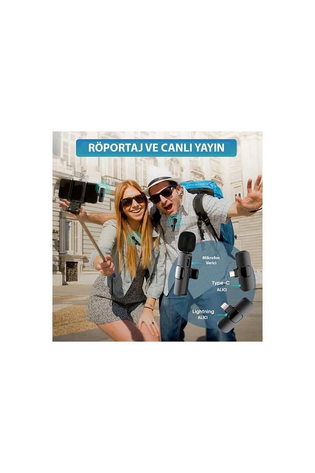 K9l Kablosuz Lightning Yaka Mikrofonu (1ADET KABLOSUZ ALICI 1ADET MİKROFON) (2-İN-1) - 3