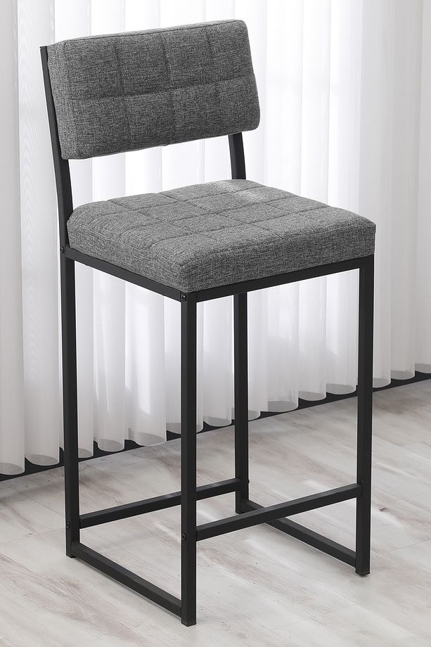 Retro Bar Sandalyesi Ada Mutfak Sandalyesi Bar Taburesi Mutfak Sandalyesi 65 cm - Gri - 1