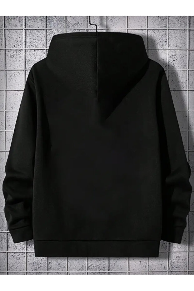 Geometric Patterned Men's Hooded Sweatshirt - 5