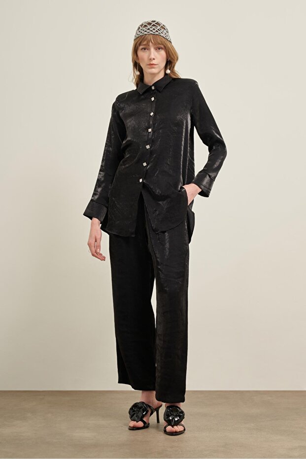 Women's Shiny Modal Suit Black 31002