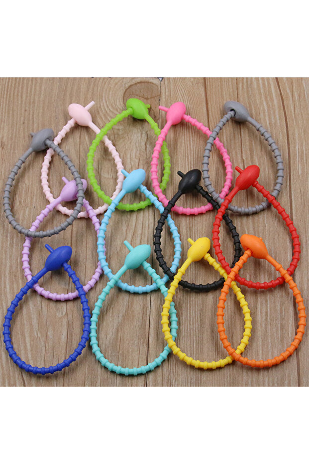 Mix color 10Pcs/Lot 13 Color Silicone Reusable Bag Ties Twist Wire Fasten Cable Zip Tie Headset Data
