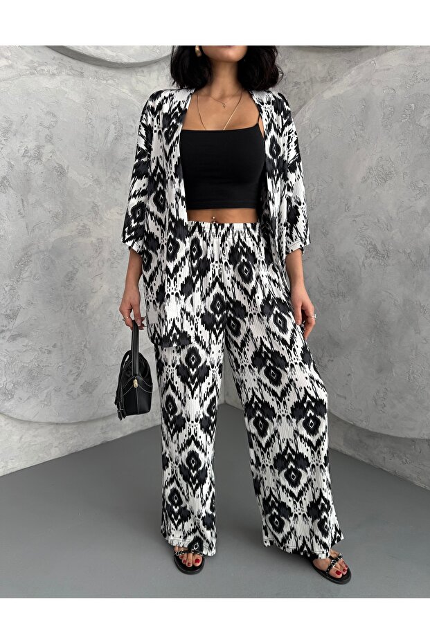 Patterned Double Kimono Set (Comfortable Fit) - 7