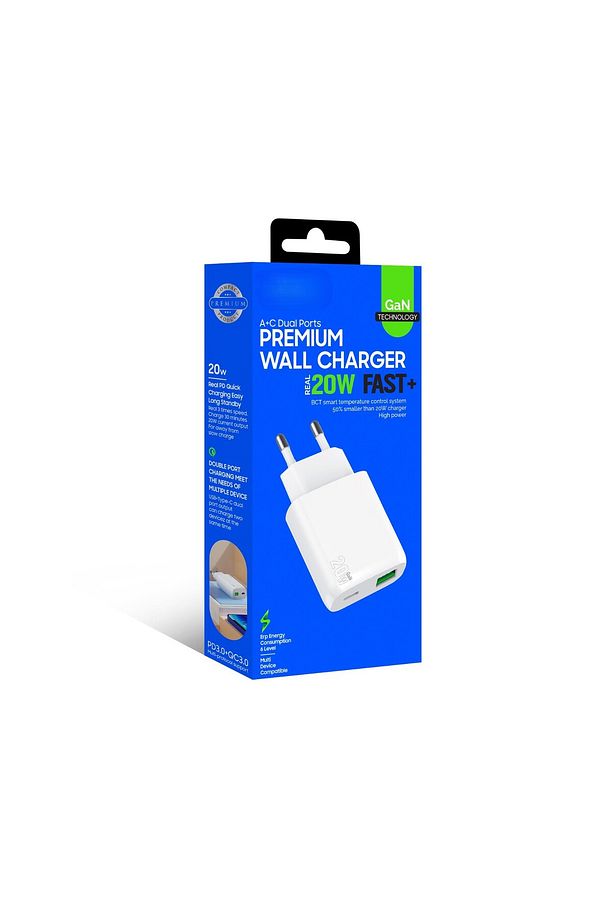 Priz Tipi Şarj Aleti USB Şarj Adaptörü 20W Type-C USB-A Girişli 20W Hızlı Şarj Başlığı - 2