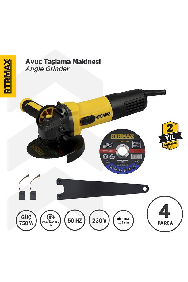 Rtm1080 Avuç Taşlama Makinası 115 Mm 750 W Devir Ayarlı - 1