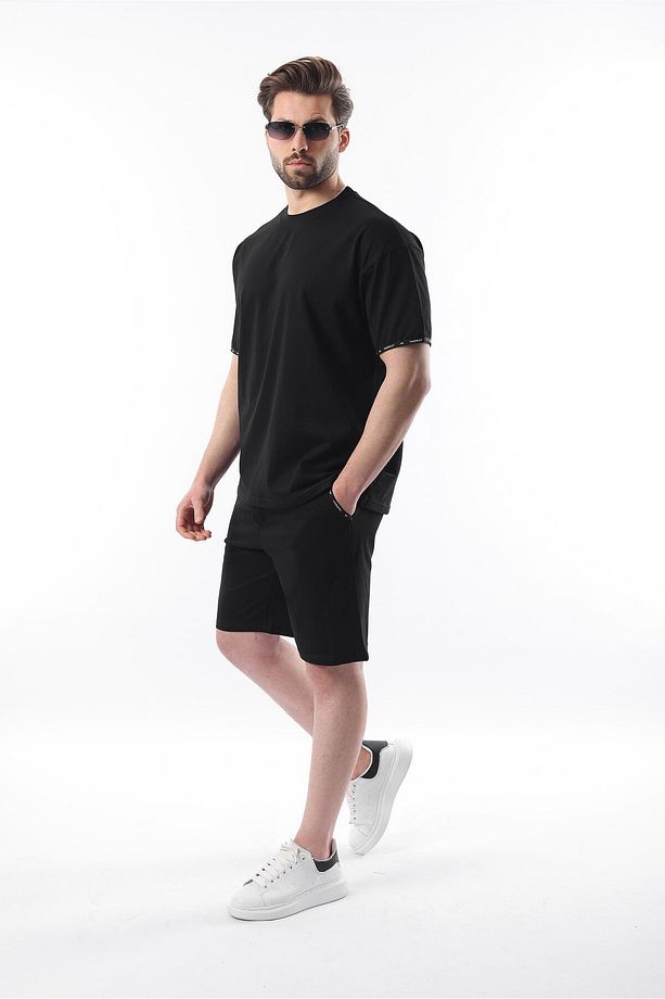 Siyah Basic Erkek Şort T-shirt Takımı E7307 - 5