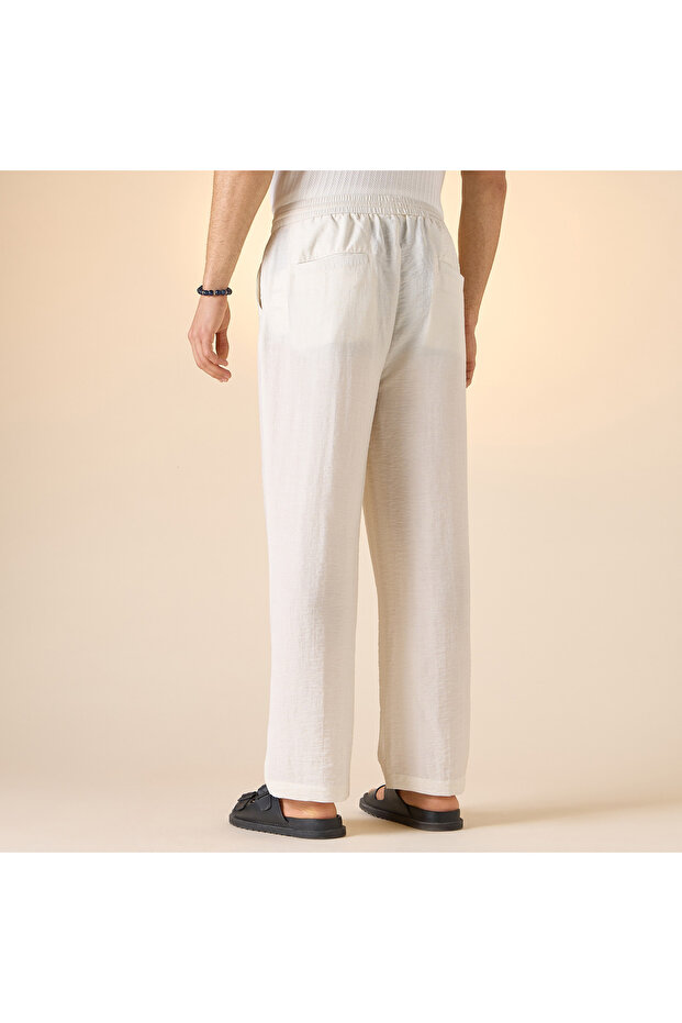 Regular Fit Pants With Drawstring Closure And Pockets - 2