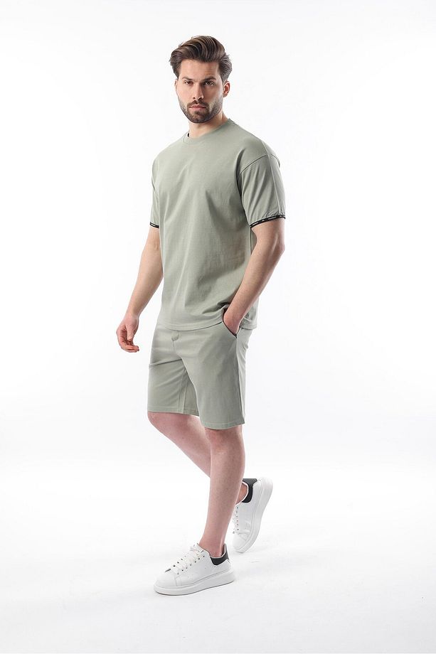 Mint Yeşili Basic Erkek Şort T-shirt Takımı E7307 - 1