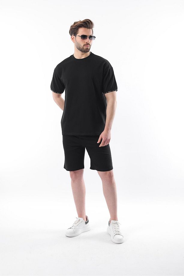 Siyah Basic Erkek Şort T-shirt Takımı E7307 - 1