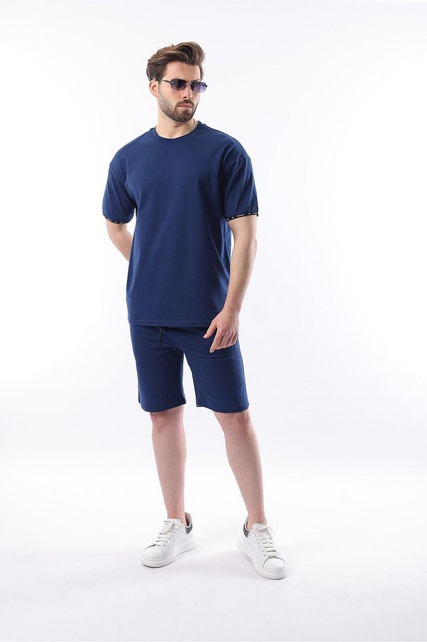Lacivert Basic Erkek Şort T-shirt Takımı E7307 - 1