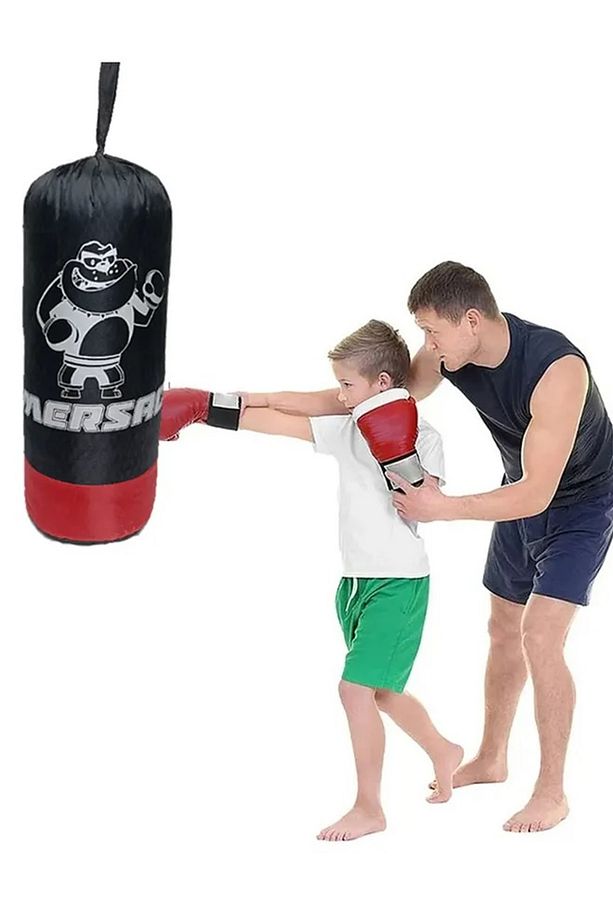 40CM BOKS TORBASI ÇOÇUKLAR İÇİN ELDİVEN HEDİYELİ ASKILI BOXİNG KUM TORBASI - 7