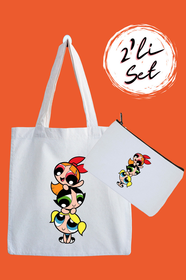 Powerpuff Girls Waterproof Cloth Bag and Pen Holder 2-Piece Advantage Set