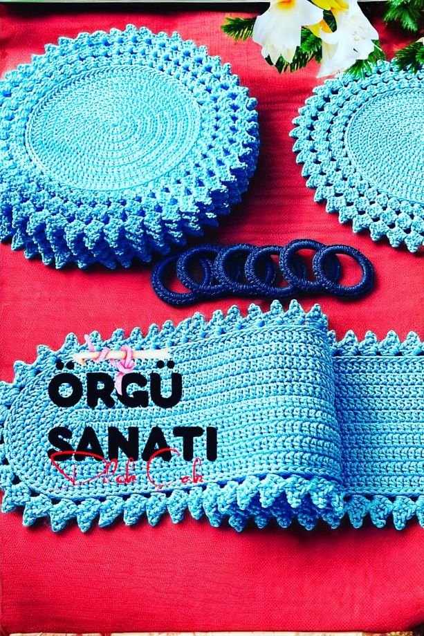 El Örgüsü 6 Kişilik Polyester Soft Makrome Çıtı Pıtı Model Supla Takımı - 6