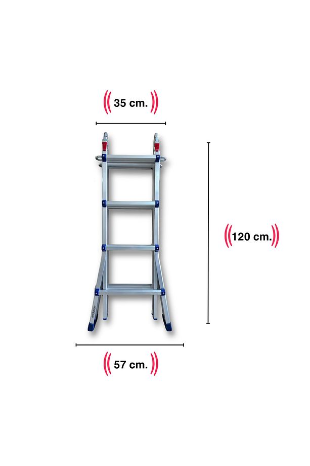 398 Cm. 14 Basamak A Ve I Tipi Katlanıp Uzayabilen Mini Dev Alüminyum Merdiven - 6