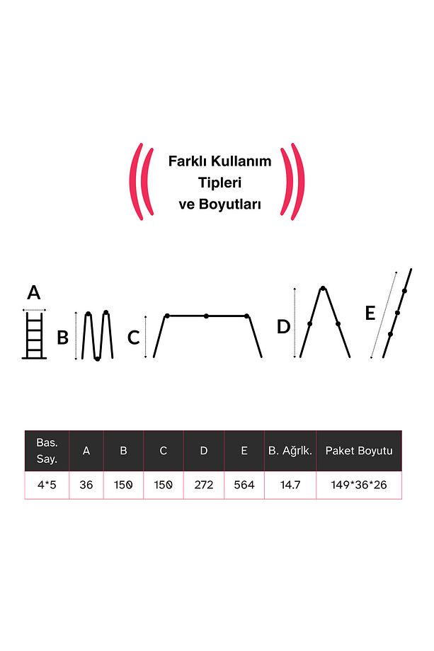Platformlu 5,64 Metre - 20 Basamaklı Akrobat Merdiven - Kalın Profil - 4