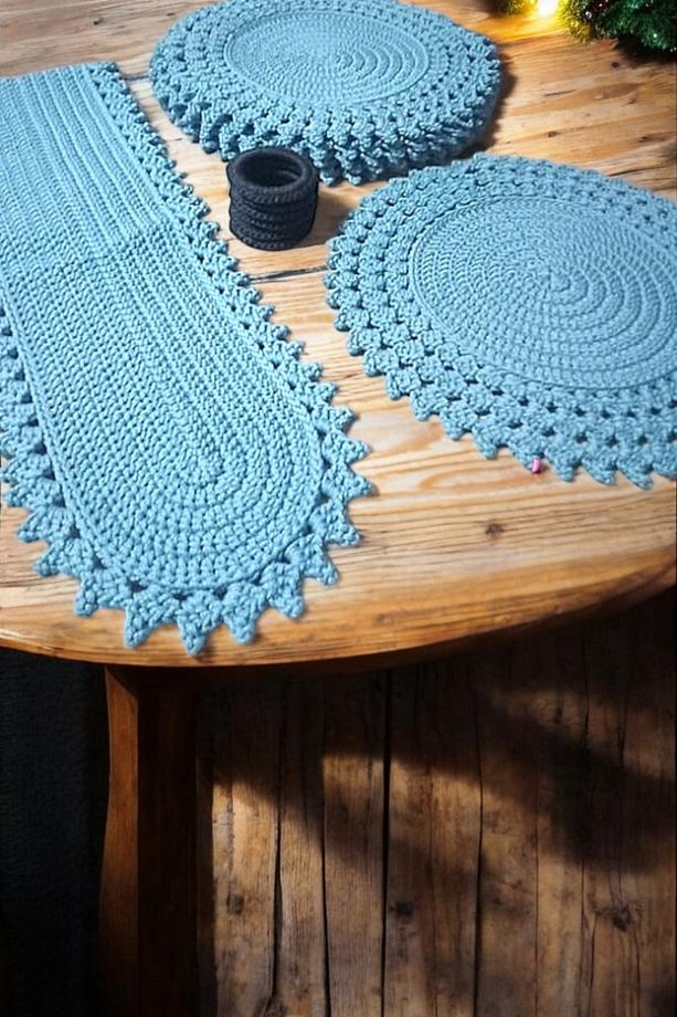 El Örgüsü 6 Kişilik Polyester Soft Makrome Çıtı Pıtı Model Supla Takımı - 5