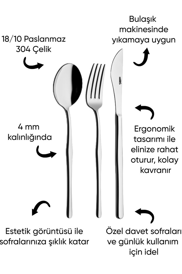 Anka Tatlı Kaşığı - Paslanmaz Çelik, 6'lı Set - 3