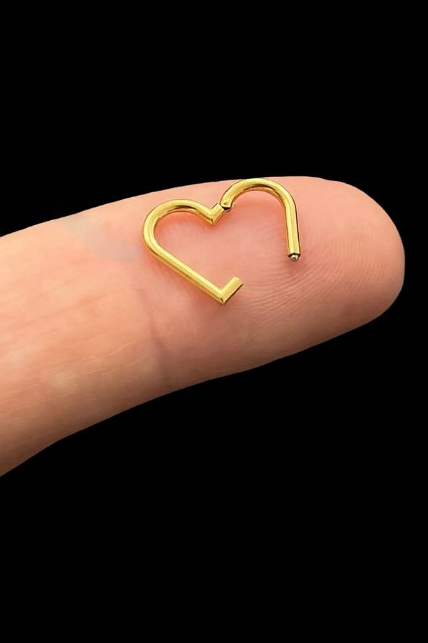 1 Adet Cerrahi Çelik Klipsli Kalp Tragus, Helix, Lobe, Snug Küpe Piercing - 1