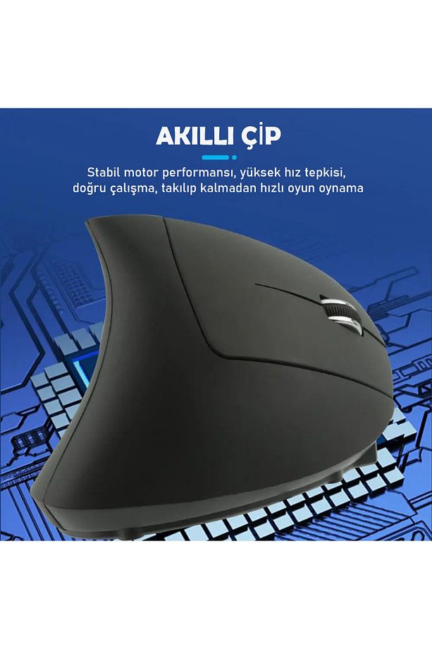 Oyuncu Mouse Bilek Destekli Ergonomik Kablosuz Dikey Mouse Vertical Gamer Mouse Fare - 6