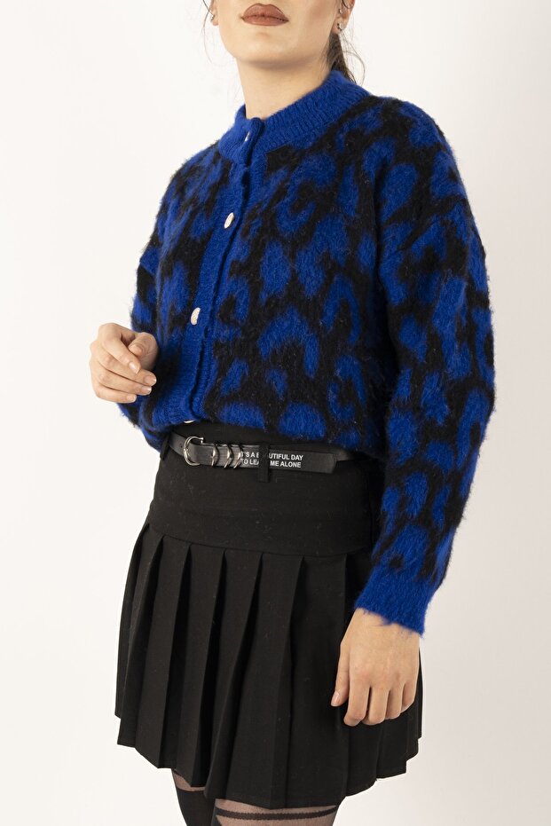 Leopard Pattern Buttoned Cardigan - 1