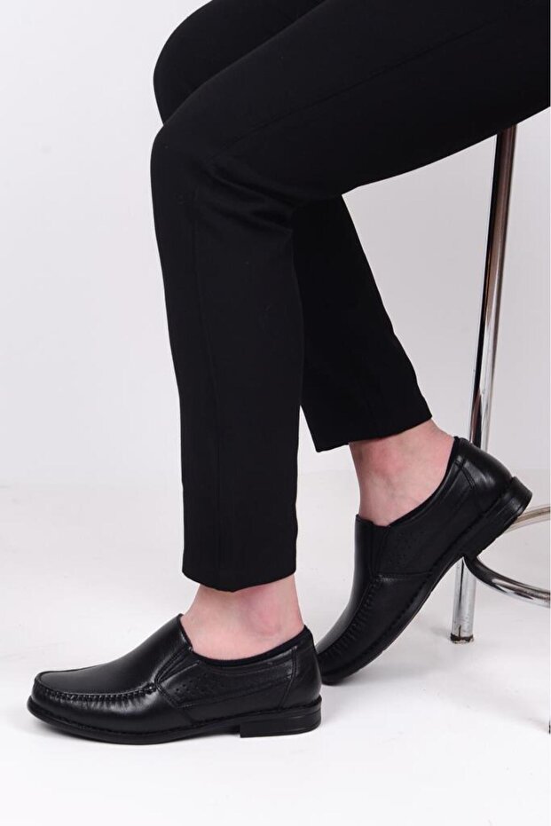 060 Orthopedic Black Men's Casual Leather Shoes
