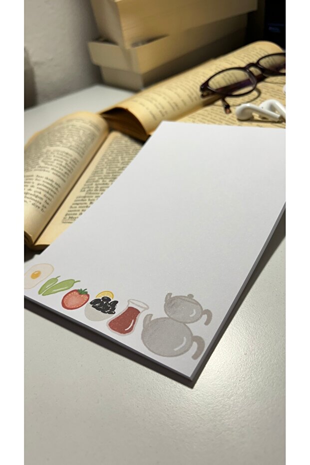 Breakfast Themed A5 Notebook with Glue - Check Pluck Notepad and No Line Memo Pad - 5