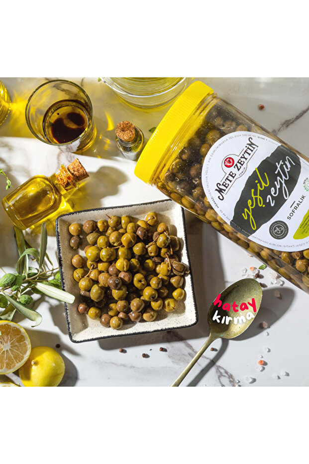 Mete Zeytin Hatay Kırma Yeşil Zeytin – Doğal Fermantasyon – Halhalı Zeytini