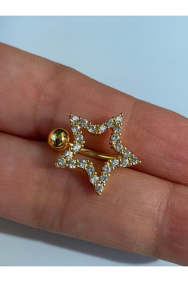 Yıldız Model Çelik Göbek Piercing - 1