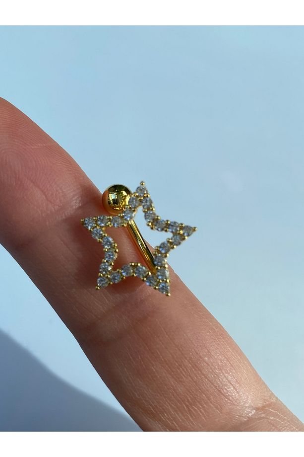 Yıldız Model Çelik Göbek Piercing - 3