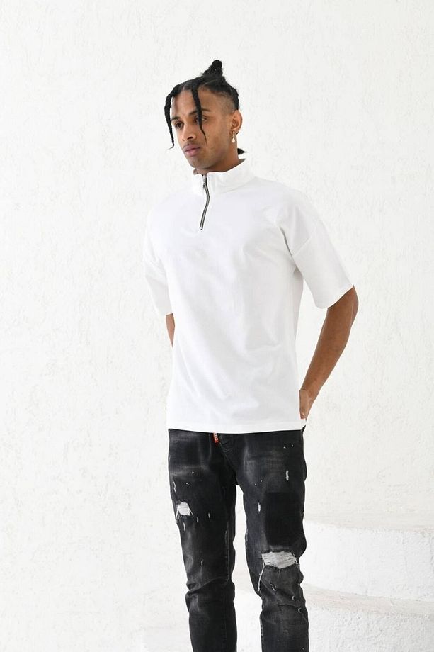 Fermuarlı Unisex Oversize Tshirt - 3