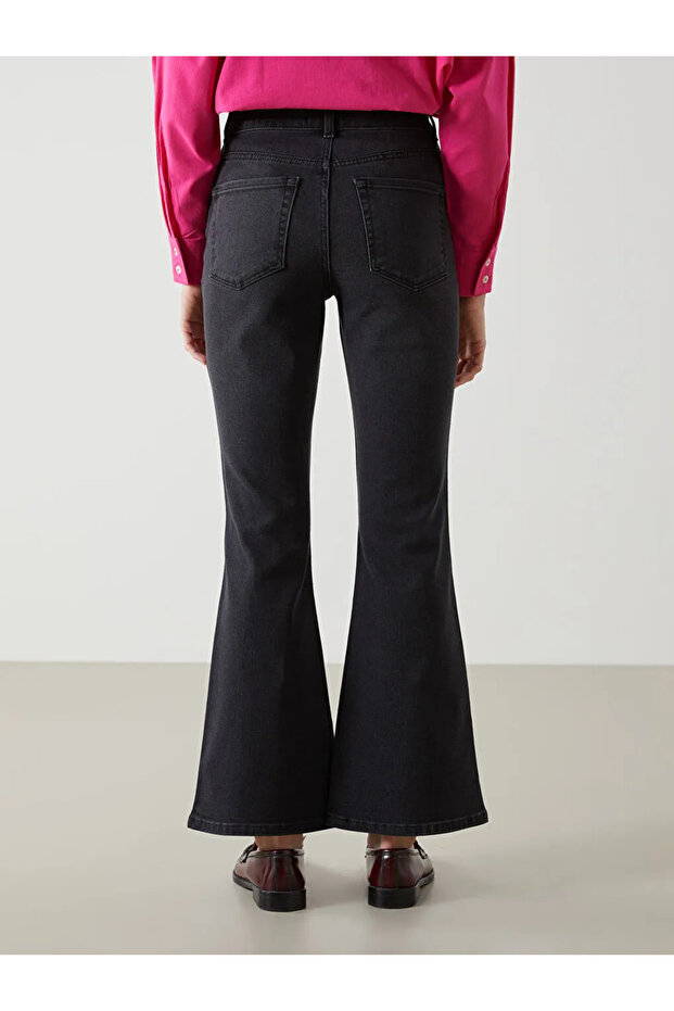 LCW Jeans Gri Mars Flare Kadın Jean Pantolon - 4
