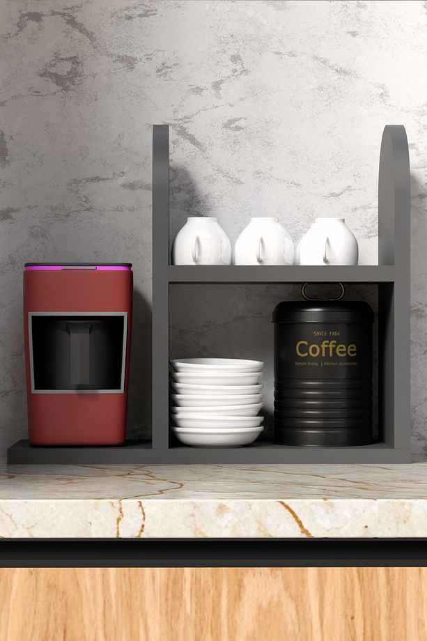 Kahve Makinesi Standı - Espresso ve Türk Kahvesi Bardaklık, Mutfak Rafı, Şık ve Dayanıklı Kahvelik - 3