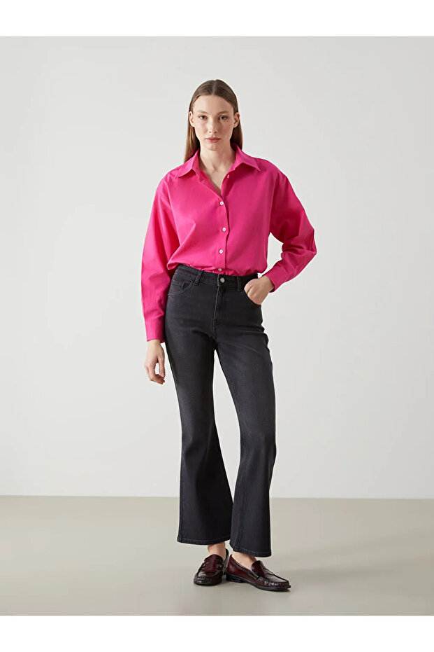 LCW Jeans Gri Mars Flare Kadın Jean Pantolon - 1