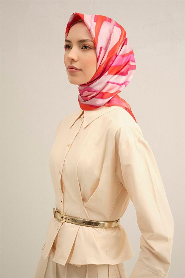 بنقشة مجردة شال ساف حرير سورا 9306D 53
