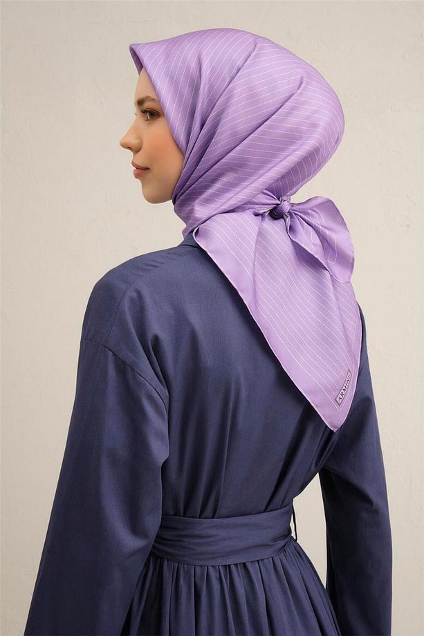 Desenli Saf Ipek Twill Eşarp 9348- 05 - 2